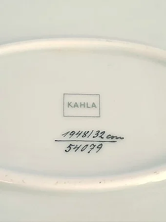 Blue stamped rectangular mark reading KAHLA in Bauhaus-influenced geometric style