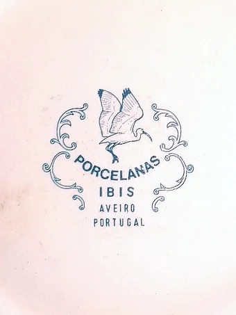 Blue stamped mark reading PORCELANAS ÍBIS AVEIRO PORTUGAL